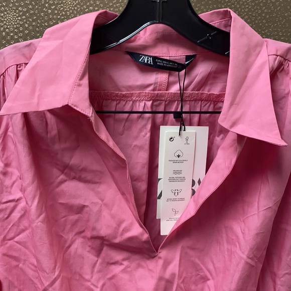 🔥🔥🔥NEW Zara Pink Waisted Cotton Dress - Picture 10 of 15